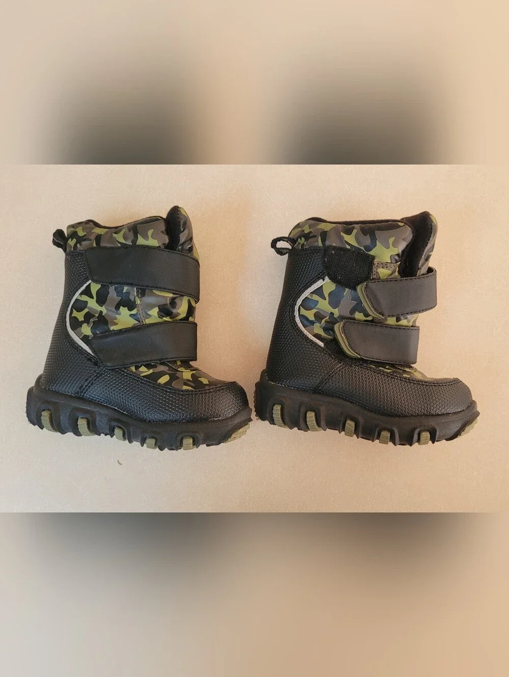 Kids Camo Winter Boots - Black & Green